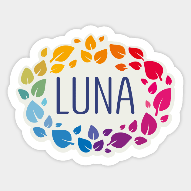 Luna name with colorful leaves Sticker by WildMeART